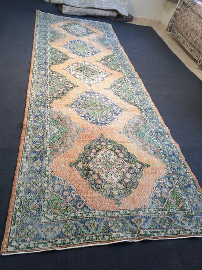 14 x 5 ft Runner Turkish Runner Rug Vintage Rug Hand Made Oushak Rug Wool Rugs