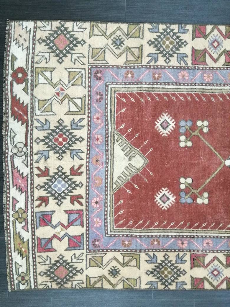 3 x 6.9 Oriental Runner Rug Muted Turkish Runner Rug Short Vintage Runner Rug Hallway Runner Rug Muted Runner Rug Wool Runner