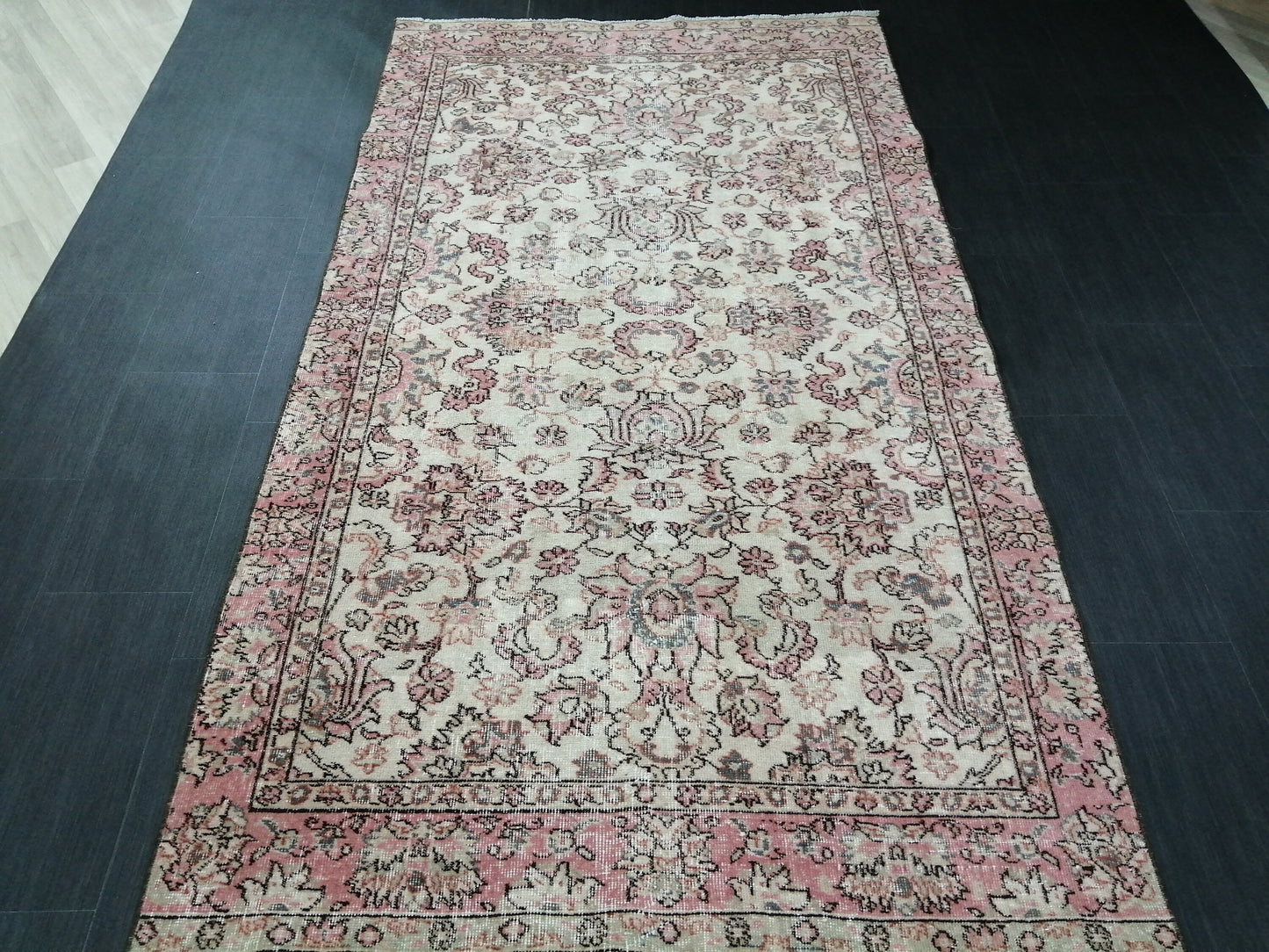 Pink Rug 4.5x 8 Hand Made Rug, Oushak Rug, Rustic Rug, Bohemian Rug, Rug Runner, Turkish Rug, Farmhouse Rug, Vintage Rug, Wool rug