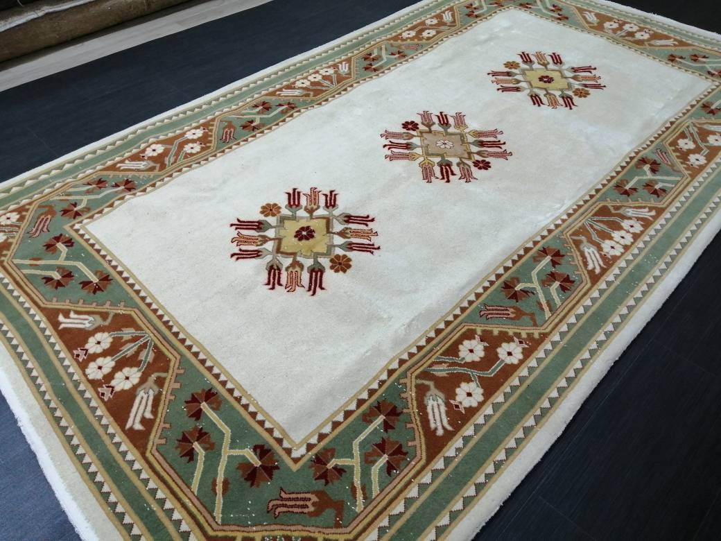 Oriental Rugs, Hand Made Rug, Muted Oushak Rug, Rustic Rug, 5.2 x 9.3  Rug,Turkish Rug, Farmhouse Rug, Vintage Rug, Wool rug