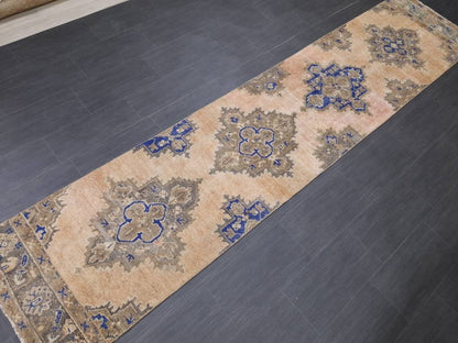 Antique Runner Rug 2.6 x 11.6 Persian Runner Rug Wool Oushak Rug Oushak Runner Rug Turkish Runner Rug Kitchen Runner Rug Hallway Runner Rug
