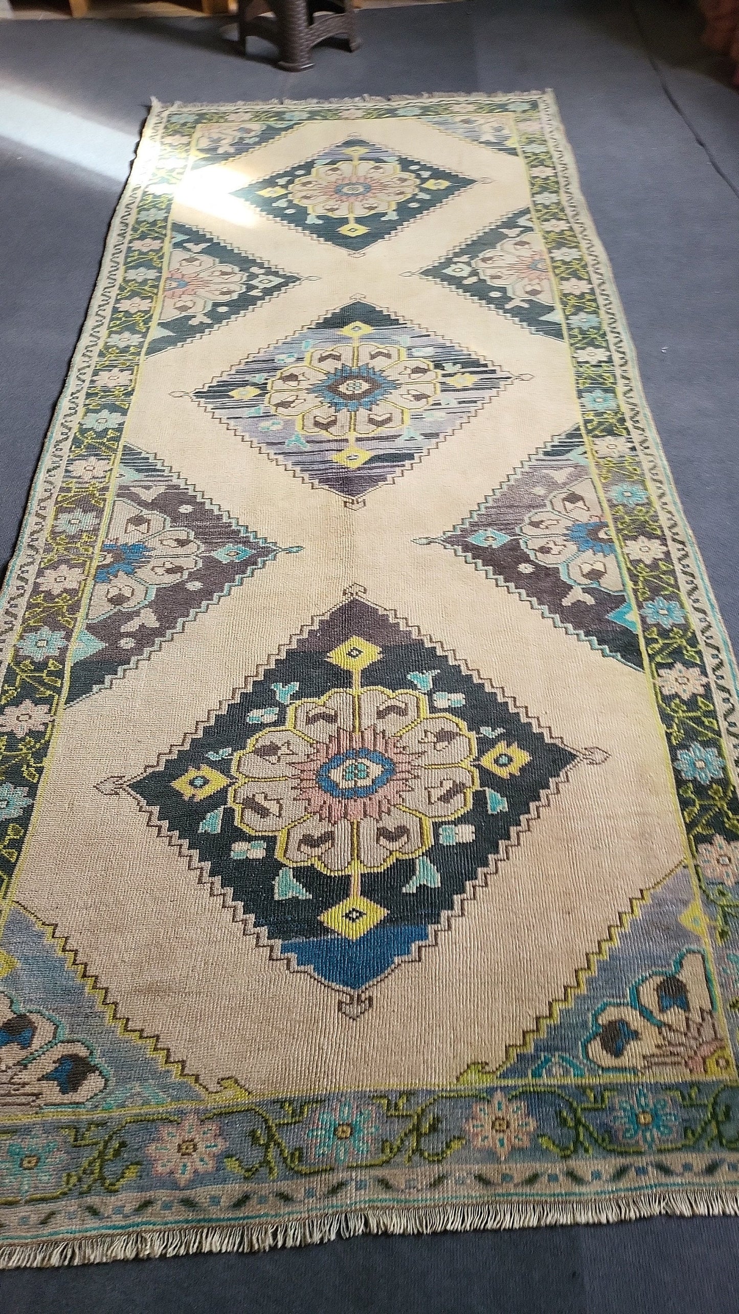 Oushak Runner Rug, Turkish 4.2 x 10.3 Runner Rug, Vintage Runner Rug, Persian Hallway Runner Rug, Handmade Runner Rug Wool Anatolian Runner
