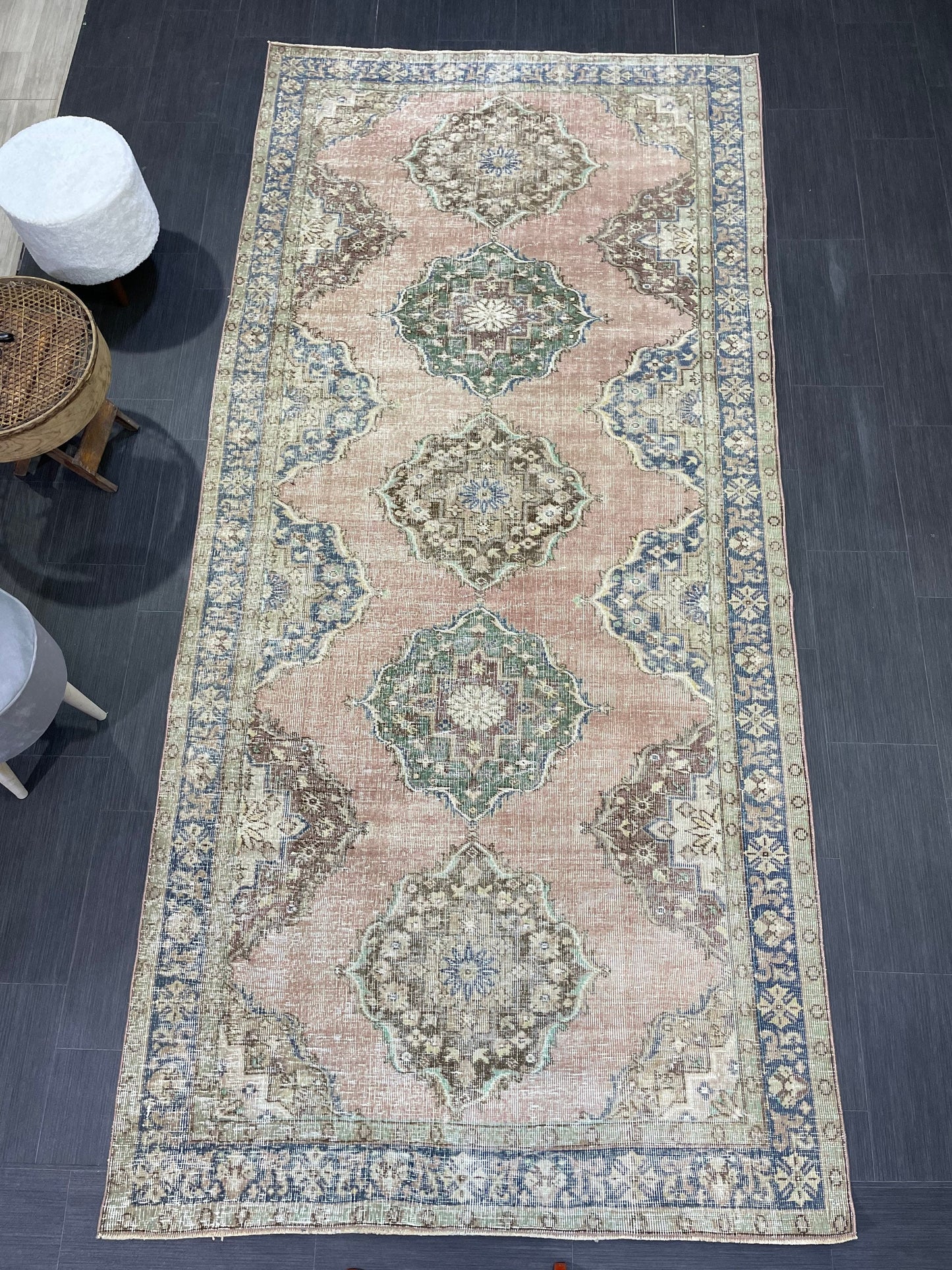 Vintage Runner Rug, Hand Knotted Runner 5 x 10.6 Rug, Turkish Runner Rug, Vintage Runner Rug,distressed Runner Rug,Quality Kitchen Runner