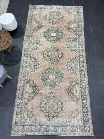 Vintage Runner Rug, Hand Knotted Runner 5 x 10.6 Rug, Turkish Runner Rug, Vintage Runner Rug,distressed Runner Rug,Quality Kitchen Runner