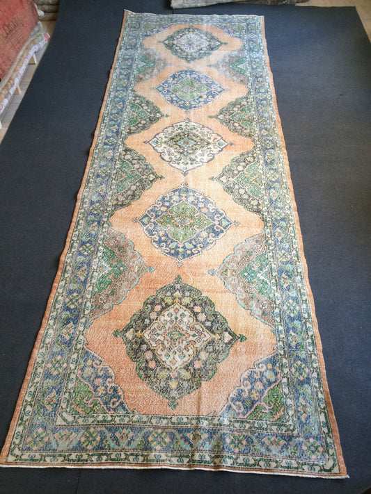 14 x 5 ft Runner Turkish Runner Rug Vintage Rug Hand Made Oushak Rug Wool Rugs