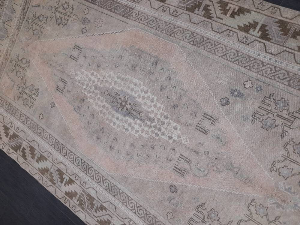 Muted OUSHAK RUG TURKISH Rug 5.7 x 11.4 Muted Vintage Oriental Rug Vintage Persian Rug Wool Rug Hand Made Rug Vintage Turkish Rug