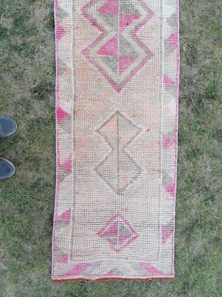 12.2x2.3 muted high pile wool runner rug vintage oriental runner caucasian runner rug