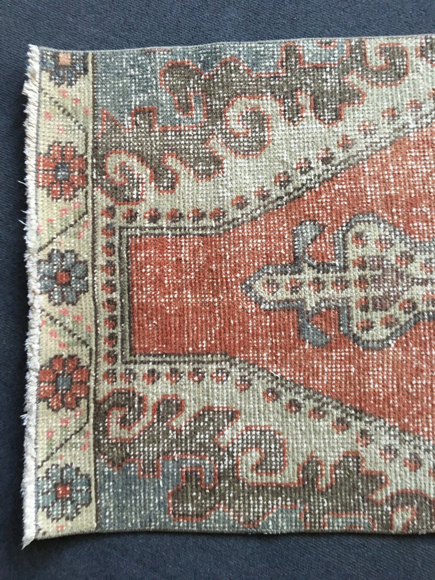 2x7 feet handmade vintage runner rug, overlong turkish floor runner, kitchen floor runner, laundry area runner rug, oushak hallway runners