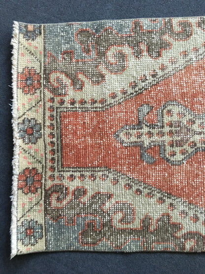 2x7 feet handmade vintage runner rug, overlong turkish floor runner, kitchen floor runner, laundry area runner rug, oushak hallway runners