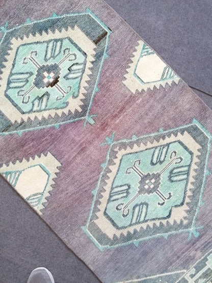 Vintage  purple runner 2'7x9'5 oushak wool runner hallway handmade runner, turkish runner rug, entery runner, kitchen runner