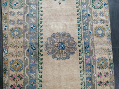 OUSHAK RUG TURKISH Oushak Rug Vintage Rug 3.7 x 7 Vintage Rug Wool Oushak Rug Hand Made Rug 4x7 Oriental Rug Turkish Rug