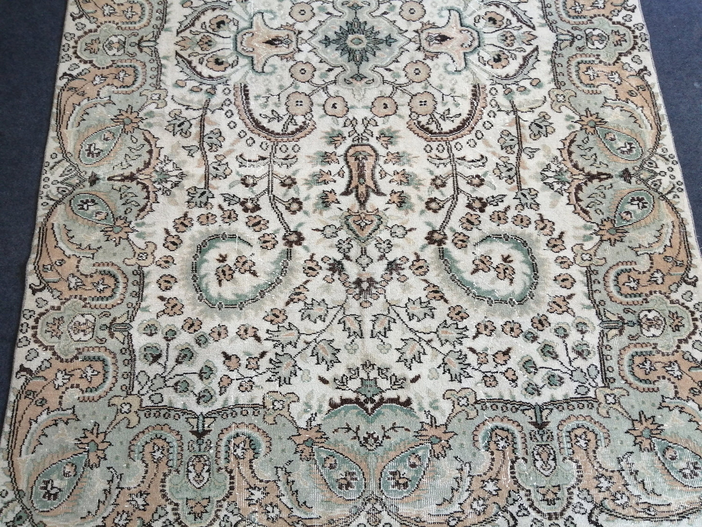 6.6 x 10.3 Vintage Rugs  TURKISH HAND MADE Rugs   Vintage Turkish Rugs   Oushak Rug  Turkish Oushak Rug, Vintage Oushak Rug, Wool Rug