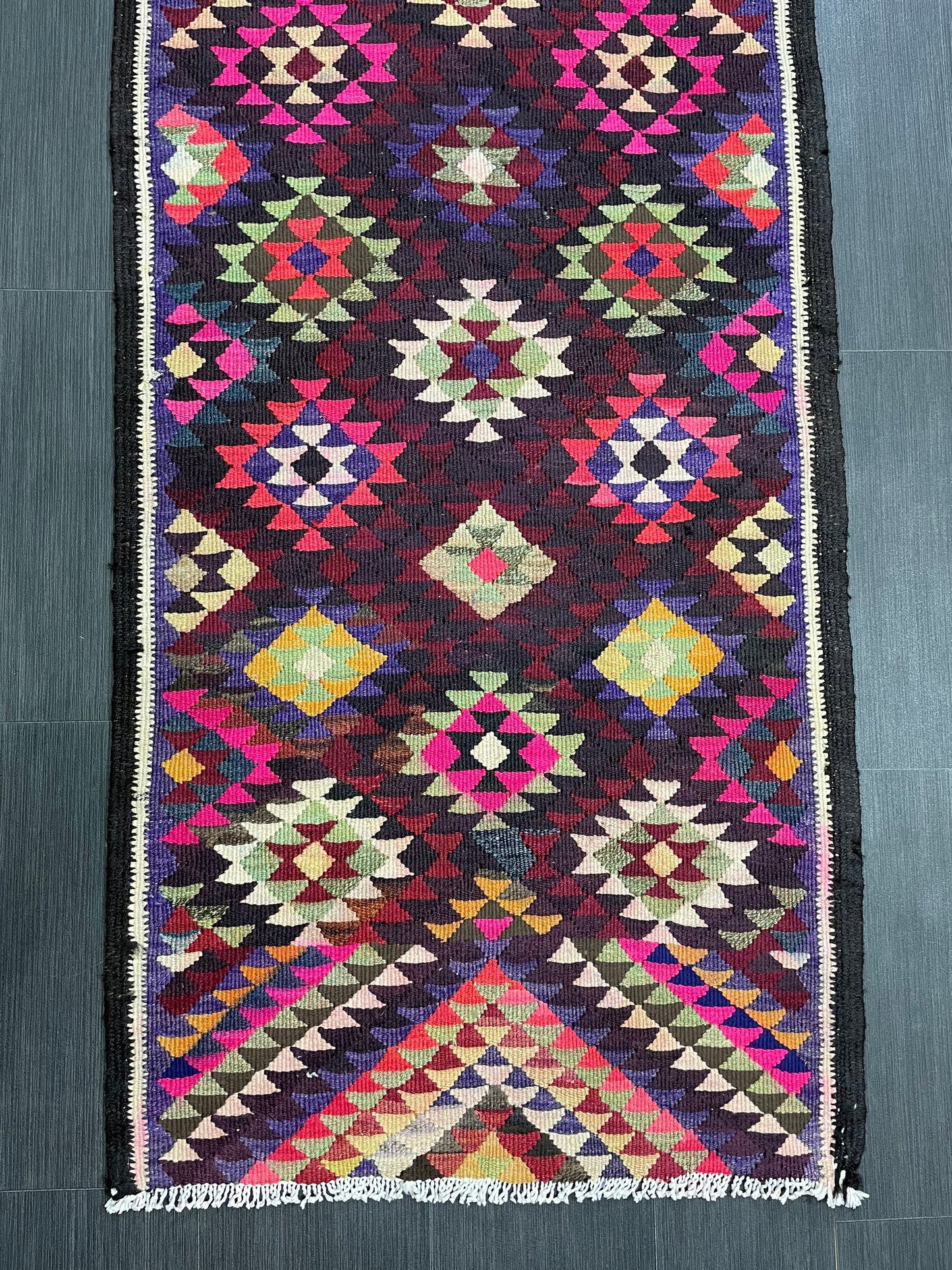 Vintage Runner rug 2.8 x 12.6 Handmade Flat woven Runner Kilim Runner Rug Turkish Runner Vintage Flat weave Rug Wool Carpet Rug