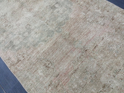 Muted Oushak Runner 13 x 2.9 Turkish Runner Rug Muted Vintage Runner Rug Hallway Runner Rug Kitchen Runner  Wool Runner Rug Wool Oushak Rug