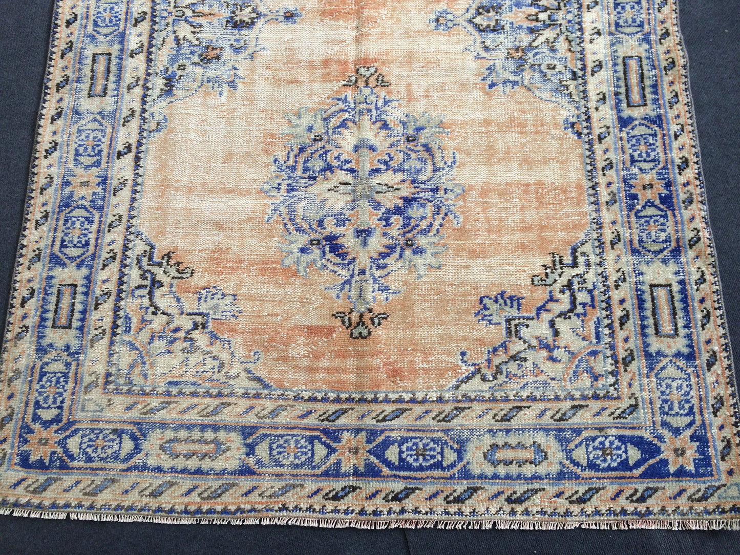 12 x 4.7 Oushak Runner Rug Turkish Runner Rug Vintage Runner Rug Hallway Runner Rug Kitchen Runner Rug Wool Runner Rug Wool navy dyes