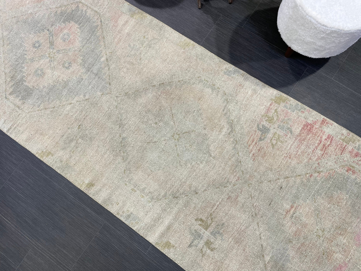 Muted Oushak Runner Rug 3 x 12.5 Vintage Turkish Runner Rug Vintage Runner Rug Hallway Runner Rug Kitchen Runner Rug Wool Runner Rug