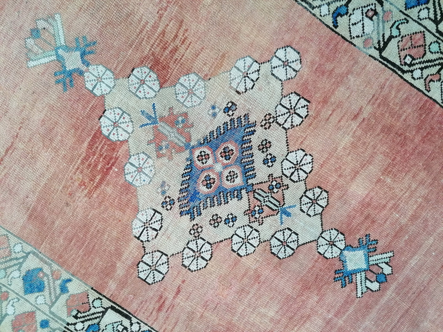 7'9x5'5 vintage turkish old rug, oushak vintage rug, distressed old rug, kitchen runner rug, vintage anatolian bohemian rug,