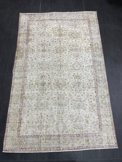 Muted Vintage Rug TURKISH Distressed Rug Vintage 5.3 x 8.7 Rug Oushak Rugs Muted Rug Turkish Oushak Rug, Vintage Oushak Rug Wool Rug