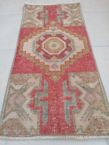 Vıntage rug, vıntage turkısh rug, vıntage oushak rug, vıntage small rug 2'9x1'4 feet