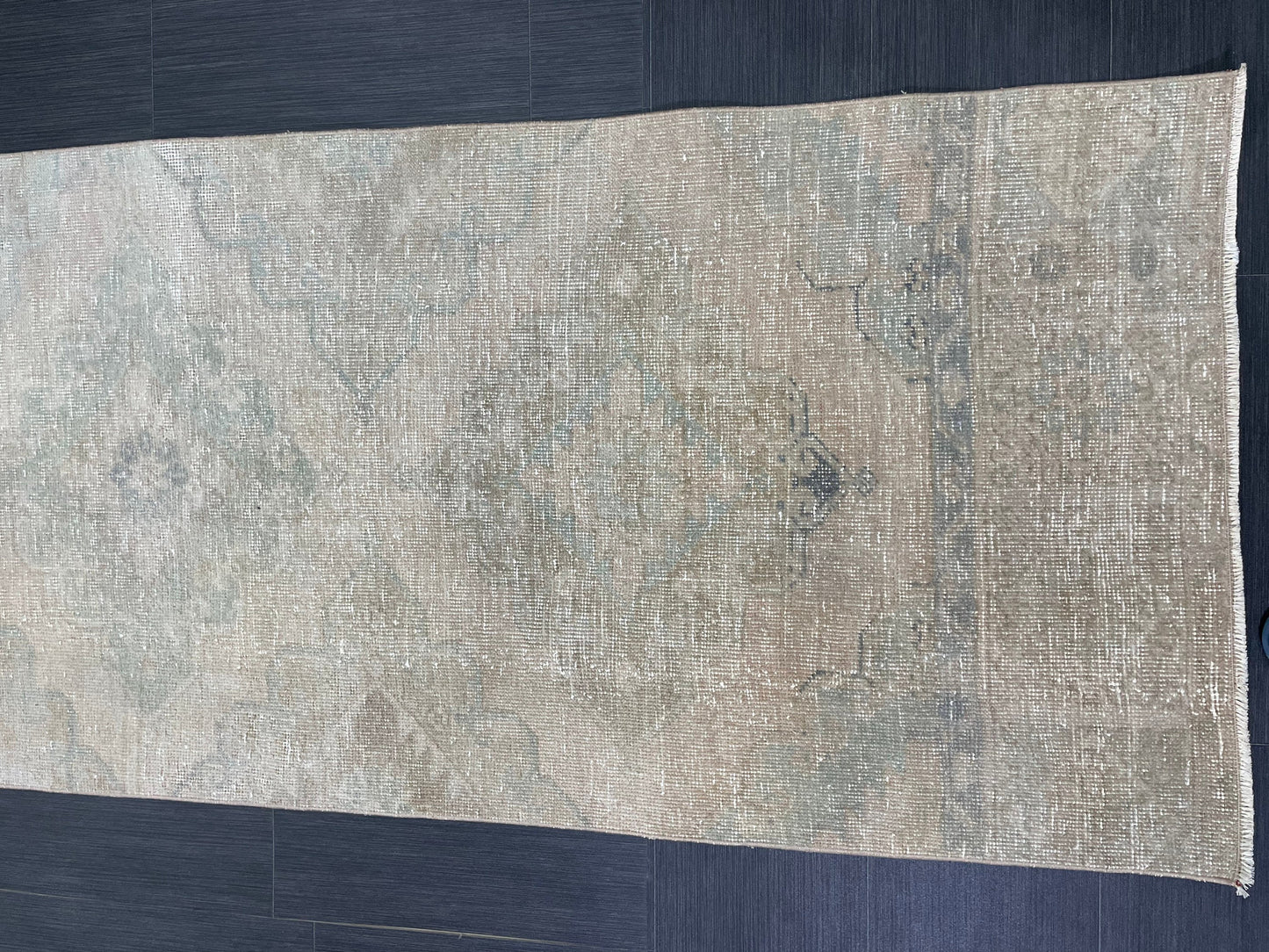 Muted Vintage Runner Rug 2.7 x 12.6 ft Muted Turkish runner rug Wool Pile Oushak Runner Hallway Rug runner Hand Knotted Runner Rug