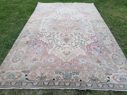 Oushak wool rug, vintage rug 4'7x7'6 kitchen rug, living room rug, handmade wool rugs
