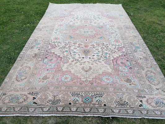 Oushak wool rug, vintage rug 4'7x7'6 kitchen rug, living room rug, handmade wool rugs