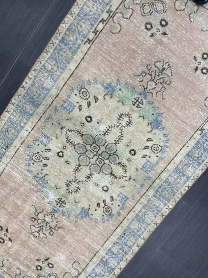 Vintage Rug TURKISH Rug Vintage 3.2 x 6.6 Oushak Rugs Muted Rug Turkish Oushak Rug, Vintage Oushak Rug Wool Rug