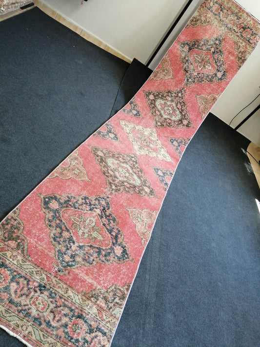 12.5 x 2.6 Turkish Oushak Runner Rug Turkish Runner Rug Vintage Runner Rug Hallway Runner Rug Kitchen Runner Rug Wool Runner Rug Wool Oushak