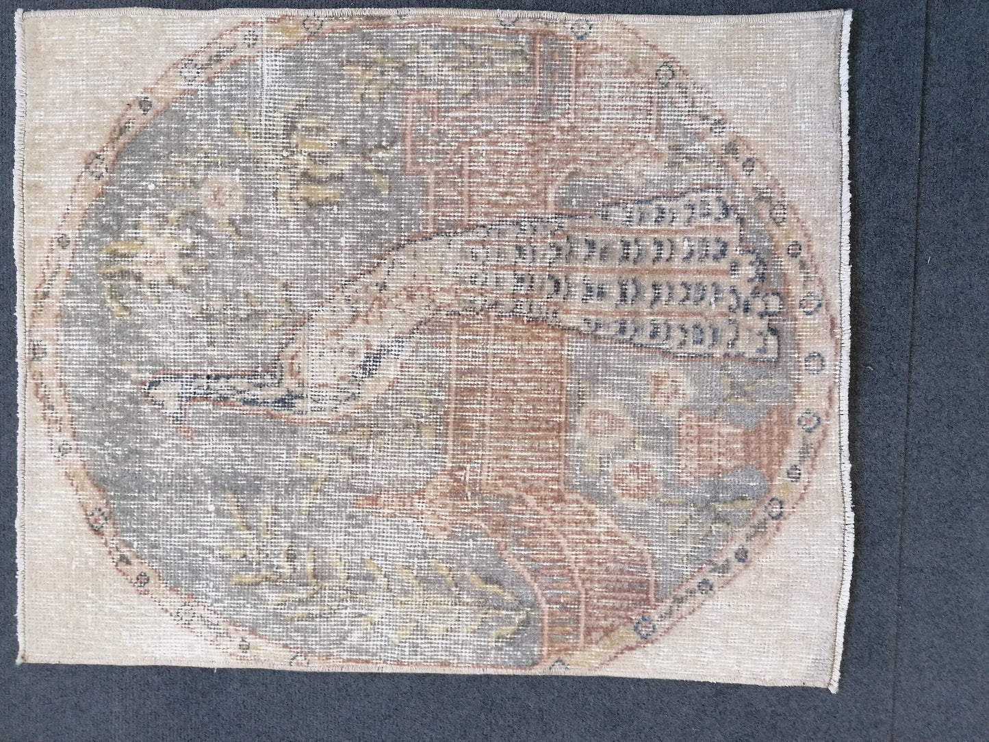 Hand made wool art peacock pilo, handcraf bird rug,vintage rug 2'1x2'7 feet