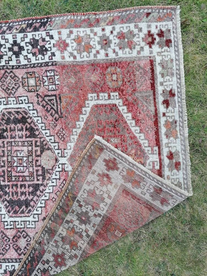 4.5 x 8.2 Vintage kurdish runner rug - handmade rug, Wool runner rug