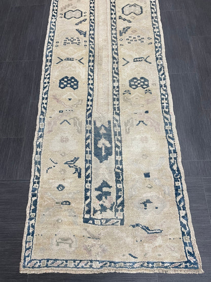 Muted Vintage Runner Rug 2.4 x 11.6 Muted Turkish Runner Rug Hand Made Runner Rug Vintage Runner Rug Hallway Runner Rug Kitchen Runner