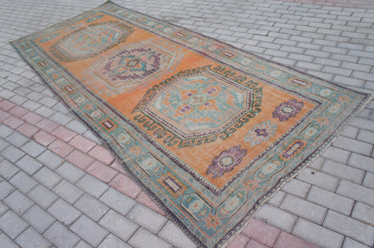 4.7 x 11.5 Vintage Runner Rug Turkish Runner Rug Oushak Runner rug  Rustic Runner Rug  Vintage Turkish Runner Oriental Runner