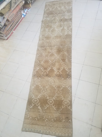 11'6x2'8 neatural color runner rug, oushak natural runner rug, turkish runner rug, oushak hand made rug