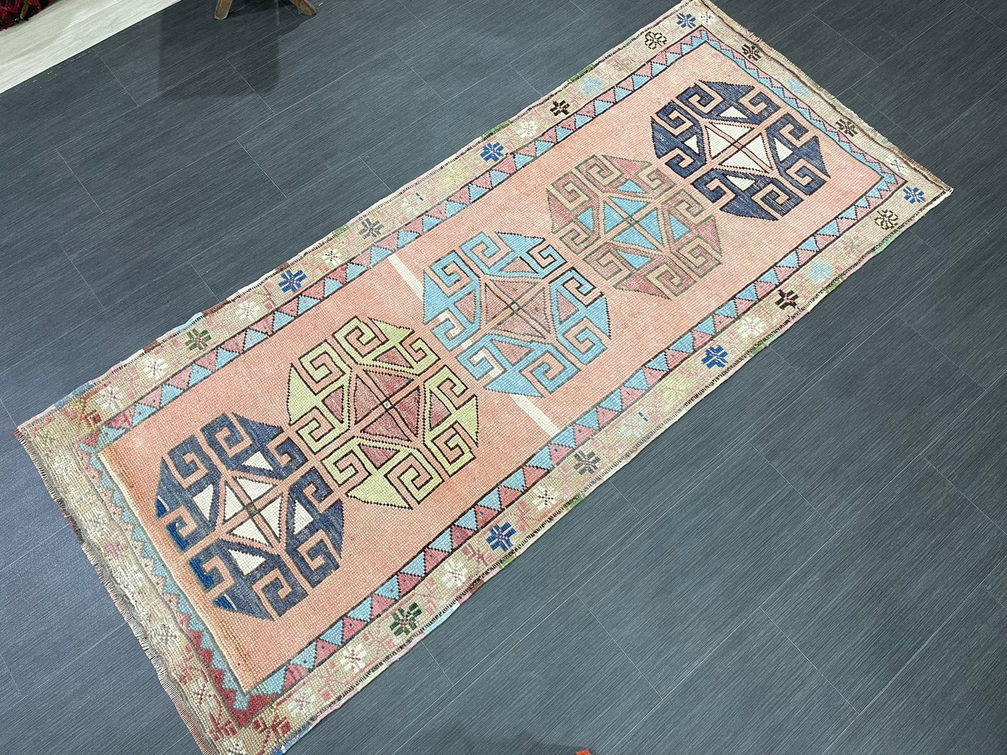 Muted Vintage Runner Rug 2.9 x 6.8  Turkish Runner Rug Vintage Muted Runner Rug Hallway Runner Soft Wool Runner