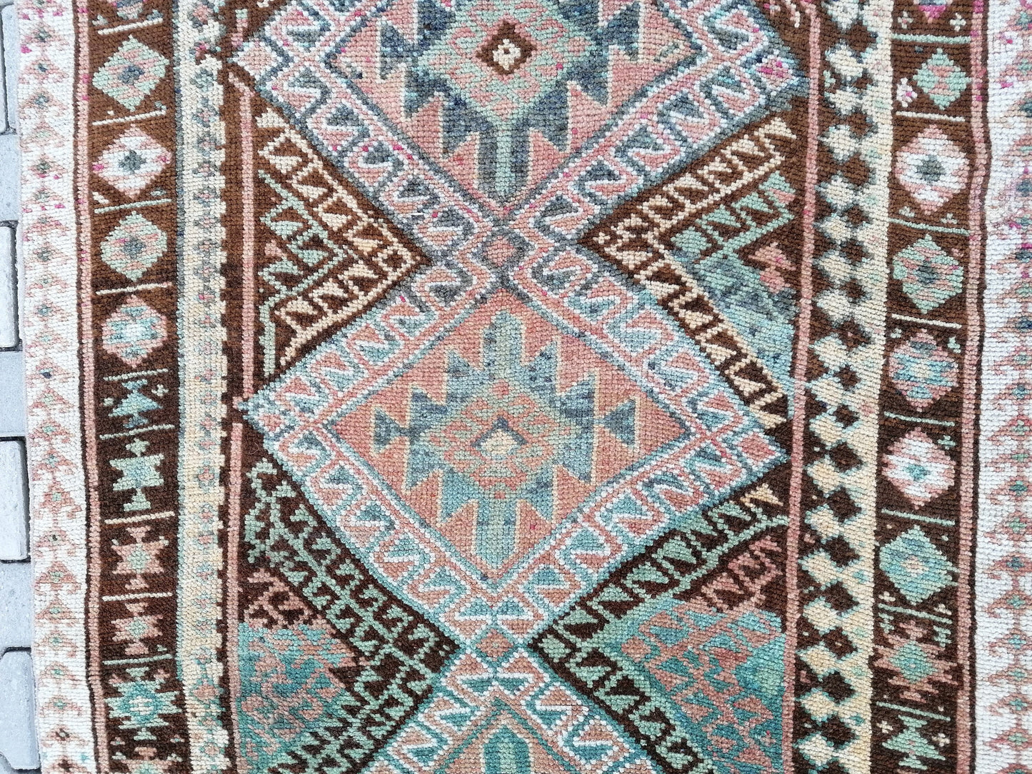 Vintage handmade wool rug, turkish oushak rug 4'2x6'8