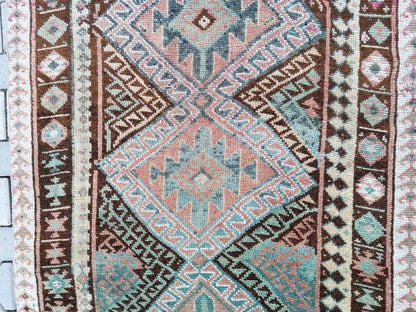 Vintage handmade wool rug, turkish oushak rug 4'2x6'8