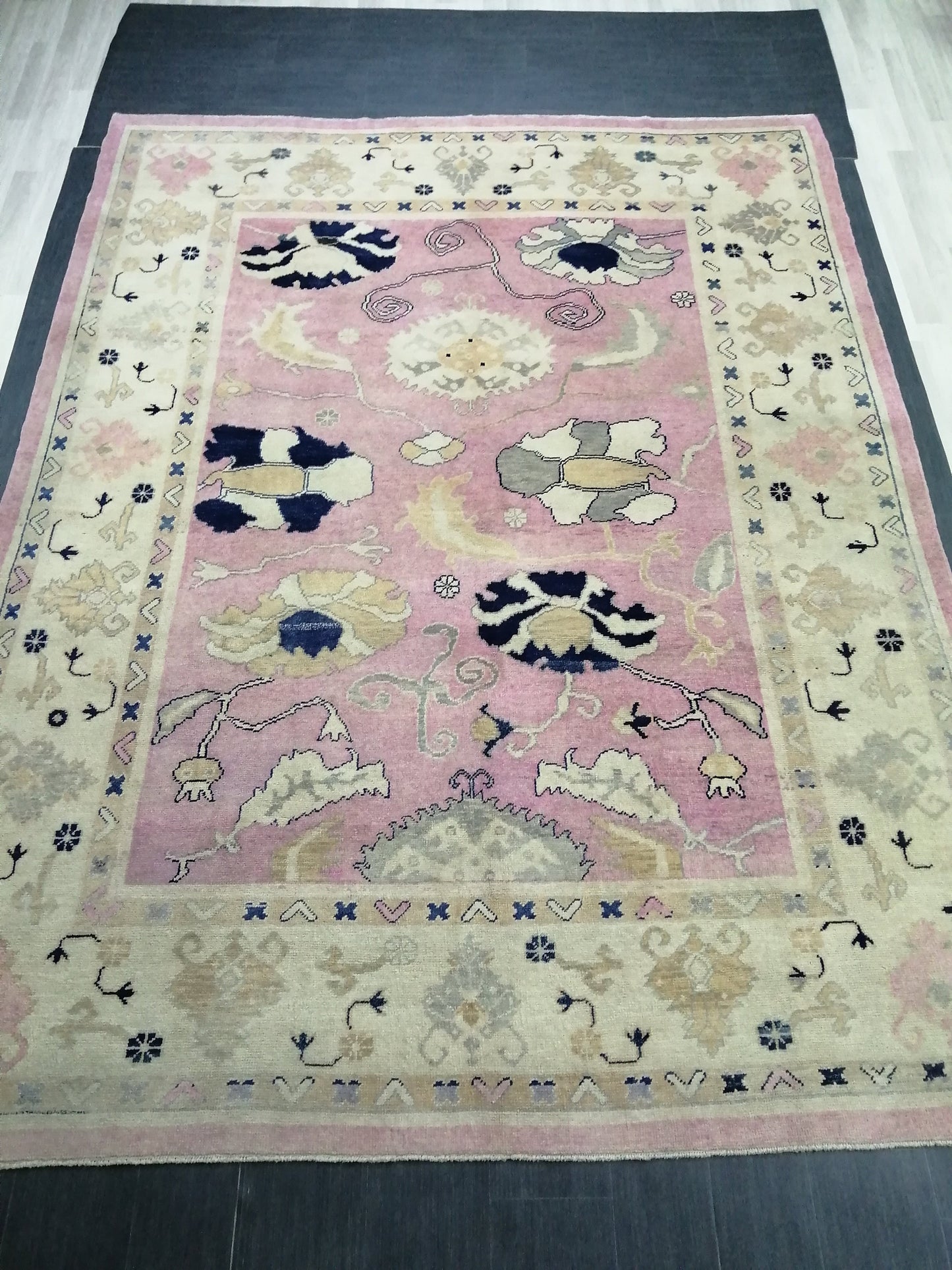 9x11.8 OUSHAK RUG, TURKISH Oushak Rug, Vintage Oushak  Rug, Rug, Wool Vintage Rug Hand Made Rugs, Made In Turkey Oushak Rug, 9x12 high Pile