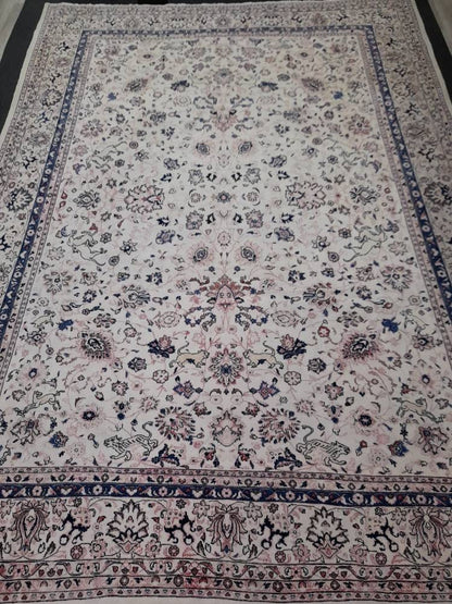 PERSIAN Rug 10 x 13.5 Vintage Oriental Rug Vintage Persian Rug Blue and Cream Rug Fine Knotted Hand Made Rug Turkish Rug Animal Motifs Rug