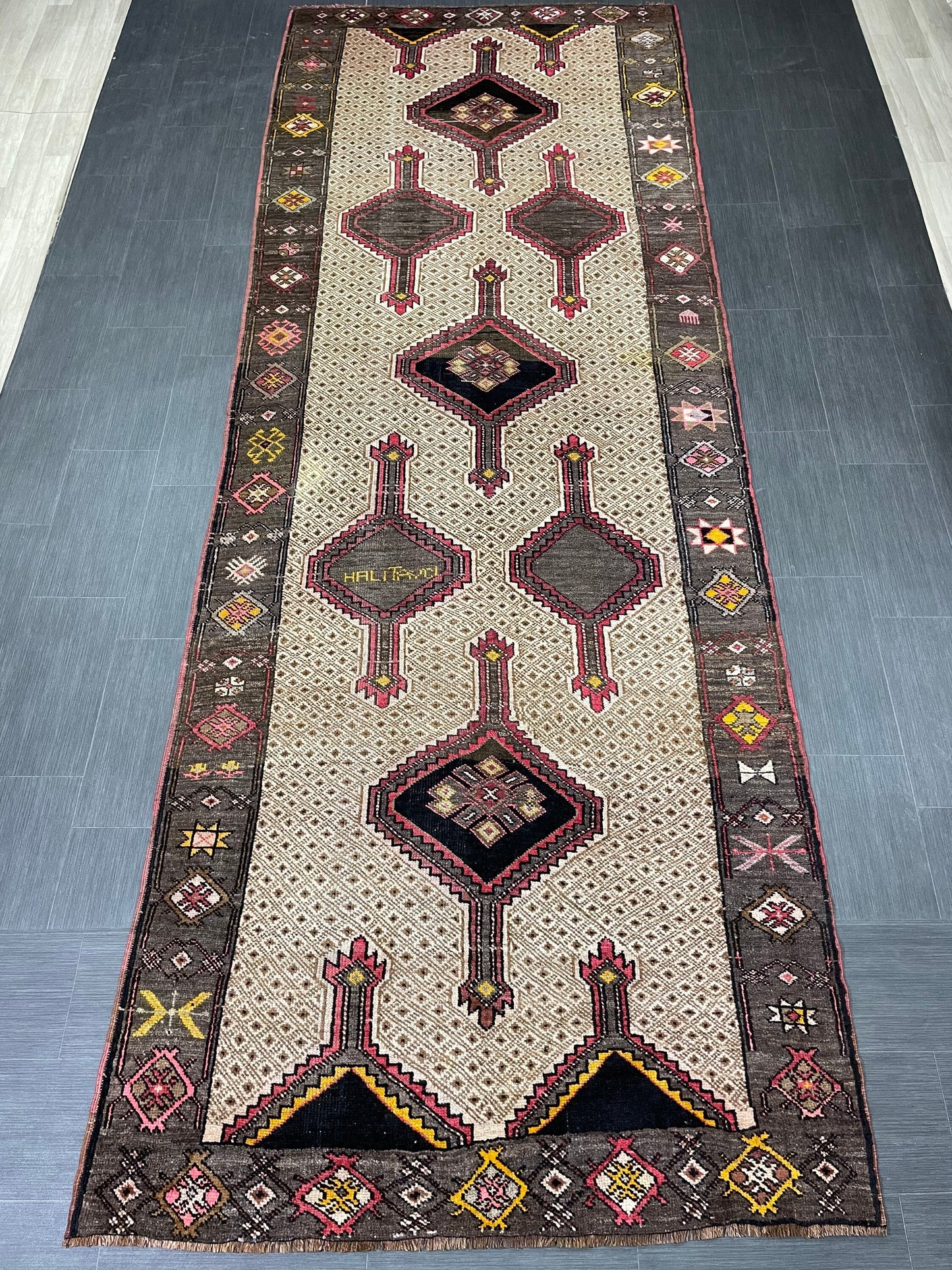 High Wool Pile Runner Rug 5 x 13.7 Turkish Runner Rug Large Vintage Runner Rug Hallway Runner Rug Muted Runner Rug Wool Oushak Runner Kars