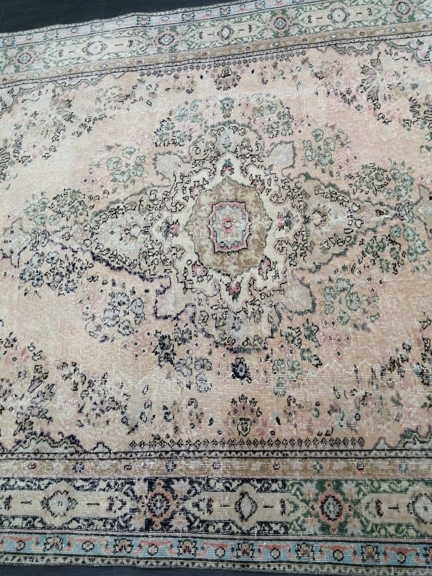 Muted Large OUSHAK RUG 10.3 x 7 TURKISH Oushak Rug Vintage Oushak Runner Rug Vintage Runner Rug 7x10 Cream Oushak Rug Hand Made Rug