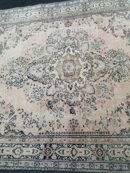 Muted Large OUSHAK RUG 10.3 x 7 TURKISH Oushak Rug Vintage Oushak Runner Rug Vintage Runner Rug 7x10 Cream Oushak Rug Hand Made Rug