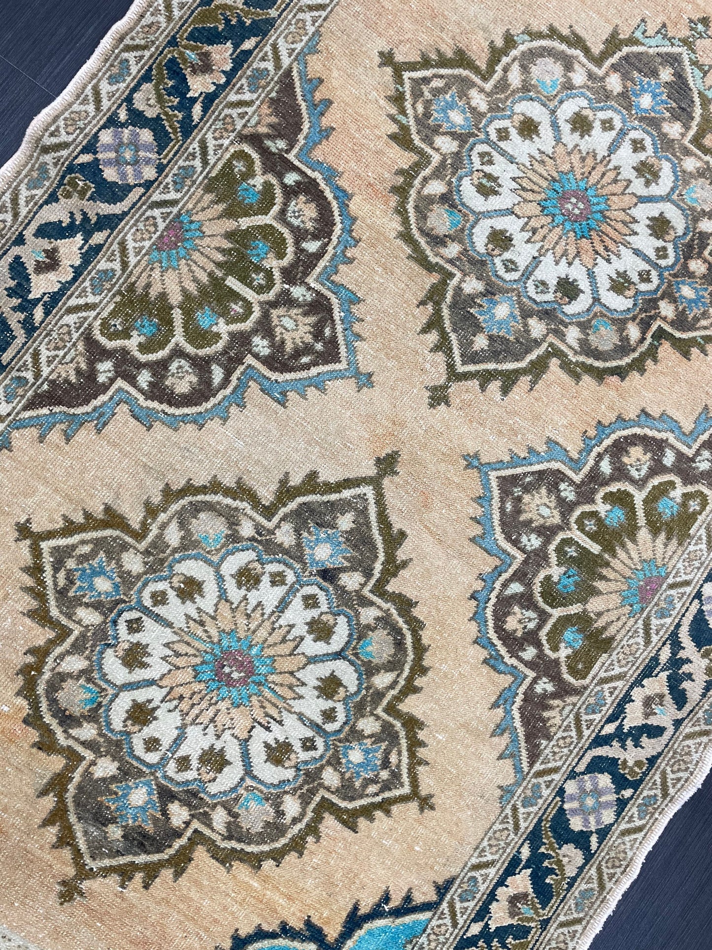 Wool Oushak Rug Vintage 4.2 x 6.8 Rug Muted Vintage Runner Rug Wool Oriental Rug Hand Made Rugs Vintage Turkish Rug Muted Persian Wool Rug