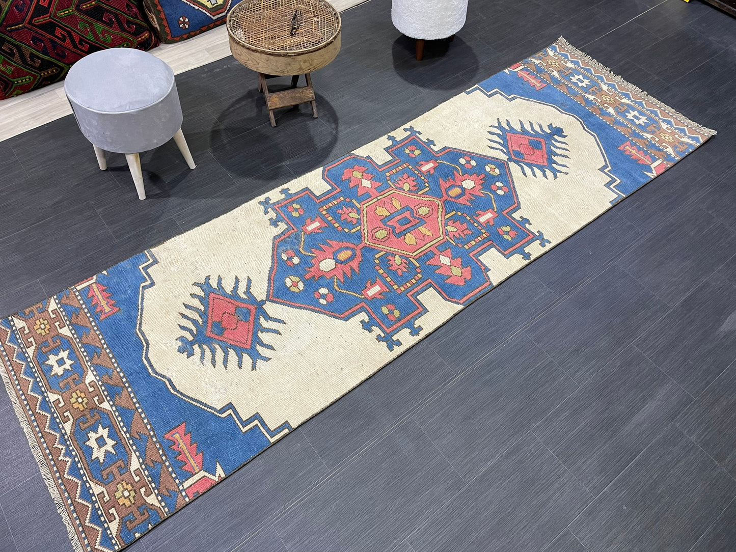 Vintage Runner Rug, Turkish Runner 2.8 x 9.2 Rug. Handmade Runner Rug, Hallway Runner Rug, Wholesale Runner Rug, Hand Knotted Runner Rug.