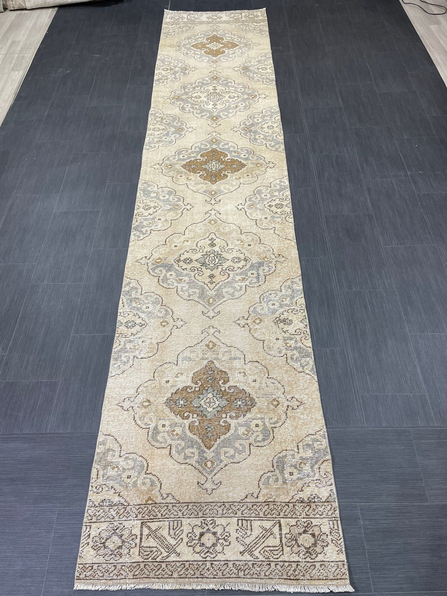 Hand Knotted Runner Rug Turkish Runner 2.7 x 13 Rug Vintage Runner Rug Hallway Runner Rug Kitchen Runner Rug Wool Runner Rug Wool Oushak Rug