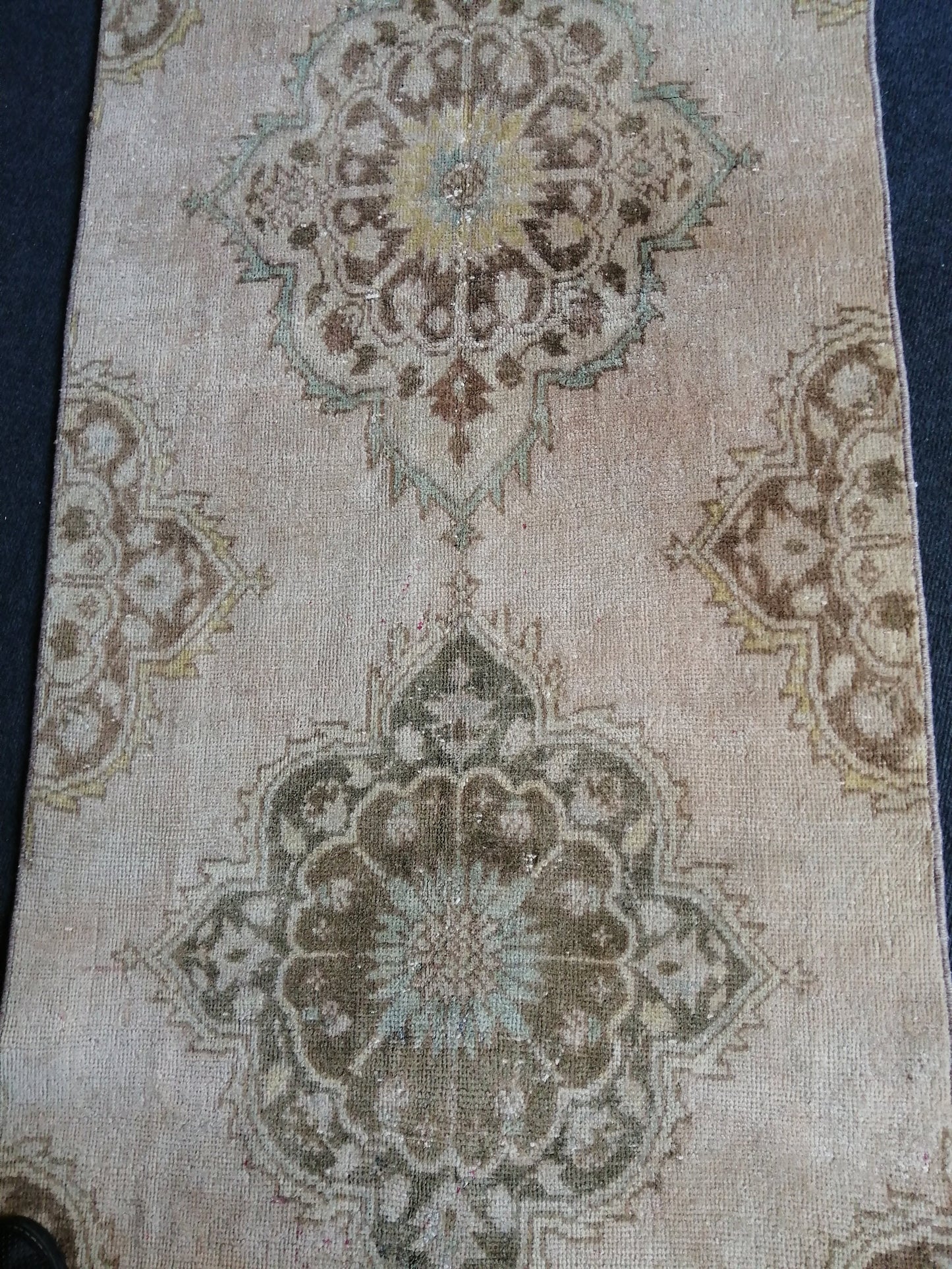 13.9 x 2.8 Muted Oushak Runner Rug Turkish Runner Rug Vintage Runner Rug Hallway Runner Rug Faded Kitchen Runner Rug Wool Runner Rug