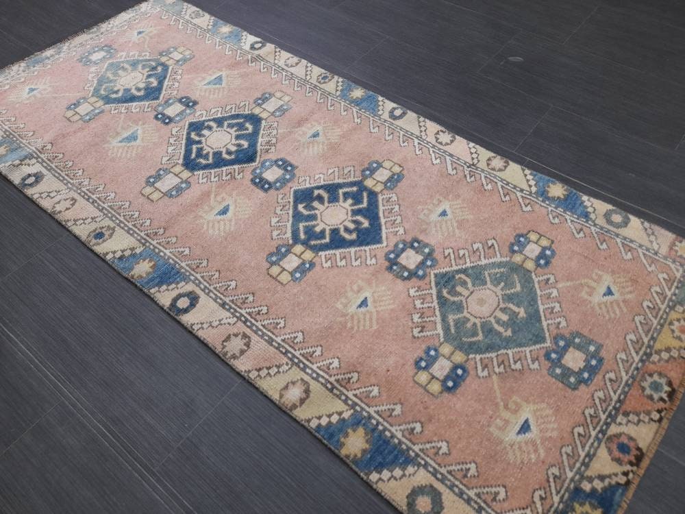 Muted Oushak Runner 2.4 x 5.5 Turkish Runner Rug Vintage Runner Rug Hallway Runner Rug Kitchen Runner Rug Wool Runner Rug Wool Oushak Rug