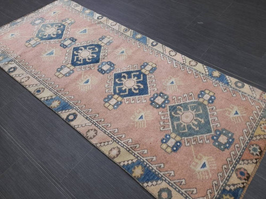 Muted Oushak Runner 2.4 x 5.5 Turkish Runner Rug Vintage Runner Rug Hallway Runner Rug Kitchen Runner Rug Wool Runner Rug Wool Oushak Rug