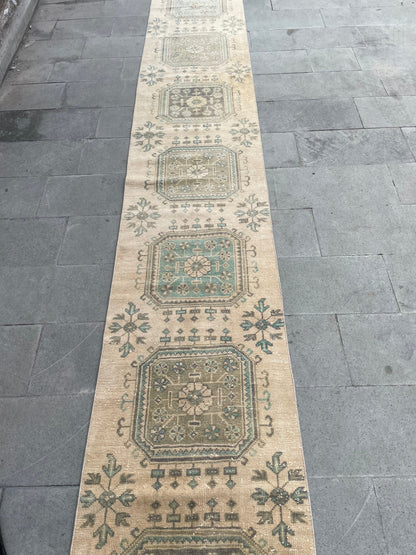 Muted Extra Long Turkish Runner Very Long Muted Oushak Runner Rug 2.4 x 20 Vintage Runner Rug XL Oriental Runner Rug Staircase Runner rug