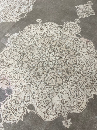 Turkish Rug Vintage 6.7 x 10 Oushak Rug Oriental Rug Gray Wool Rug Fine Knotted Farmhouse Rug, Vintage Rug, Hand Made Rug Persian Rug