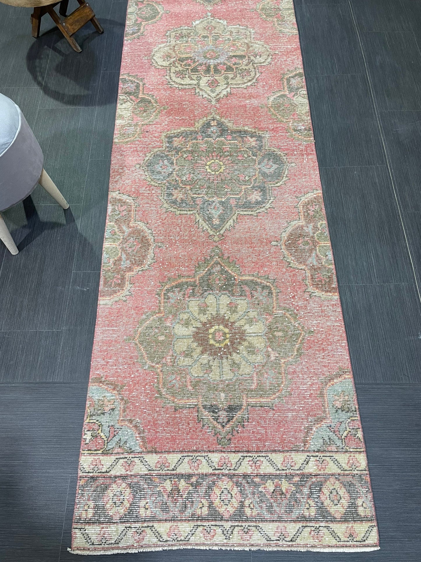 Turkish Runner Rug, Hand Knotted 2.8 x 12.7 Runner Rug, Vintage Runner Rug, Hallway Runner Rug, Persian Kitchen Runner Rug, Runner Rug